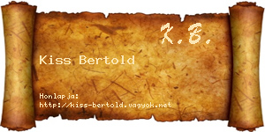 Kiss Bertold névjegykártya